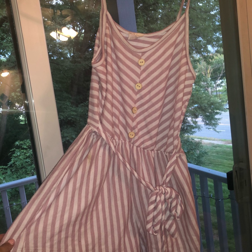 Pink and white stripped romper